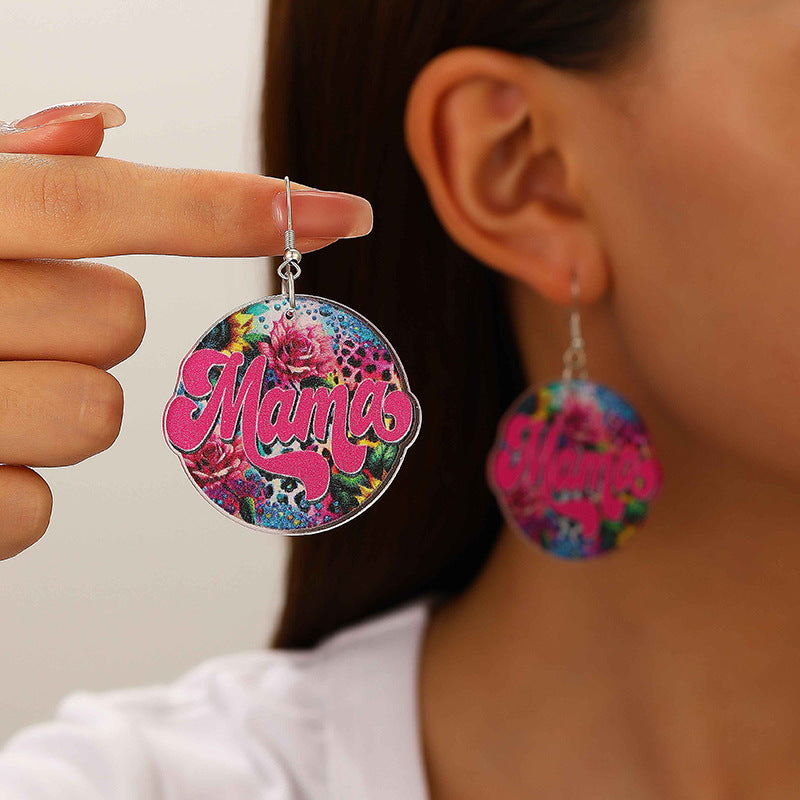 Wholesale Pastoral color letter MAMA acrylic earrings